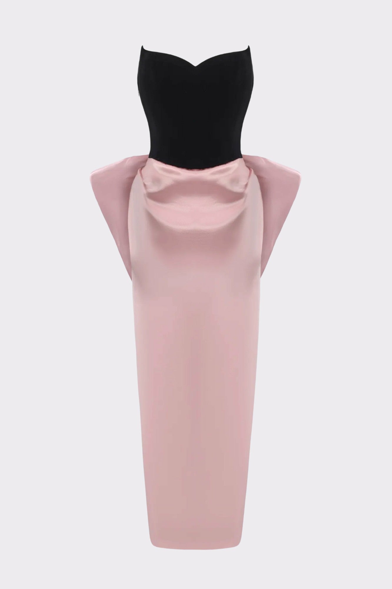 Amor Strapless Velvet Maxi Dress: Black Pink Maxi Dress for Cocktail Party | Nana Jacqueline