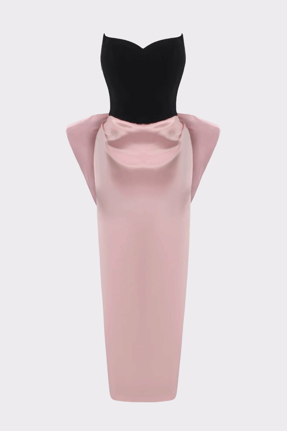 Amor Strapless Velvet Maxi Dress: Black Pink Maxi Dress for Cocktail Party | Nana Jacqueline