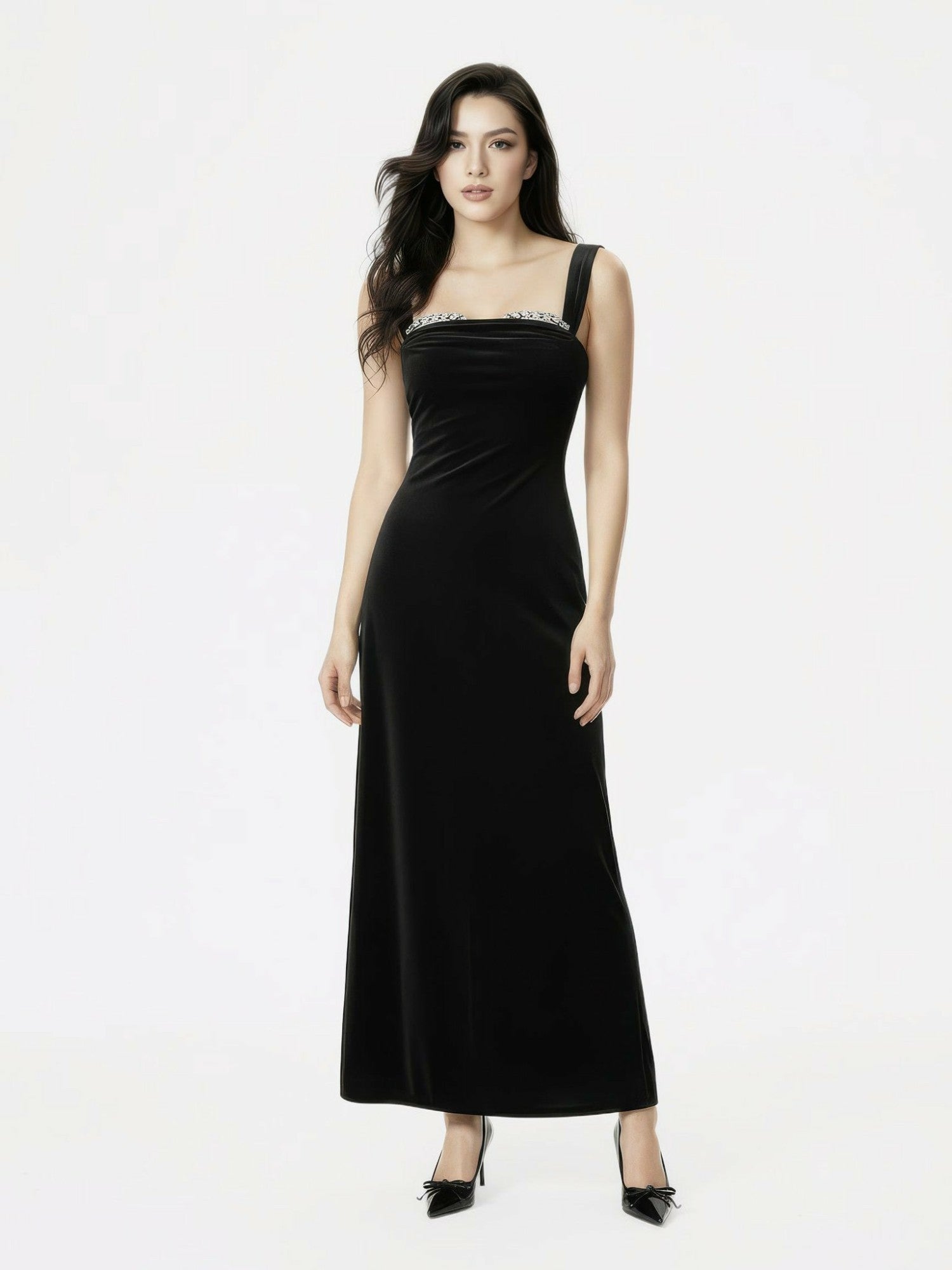 Belle Velvet Maxi Dress: Black Maxi Dress for Cocktail Party | Nana Jacqueline