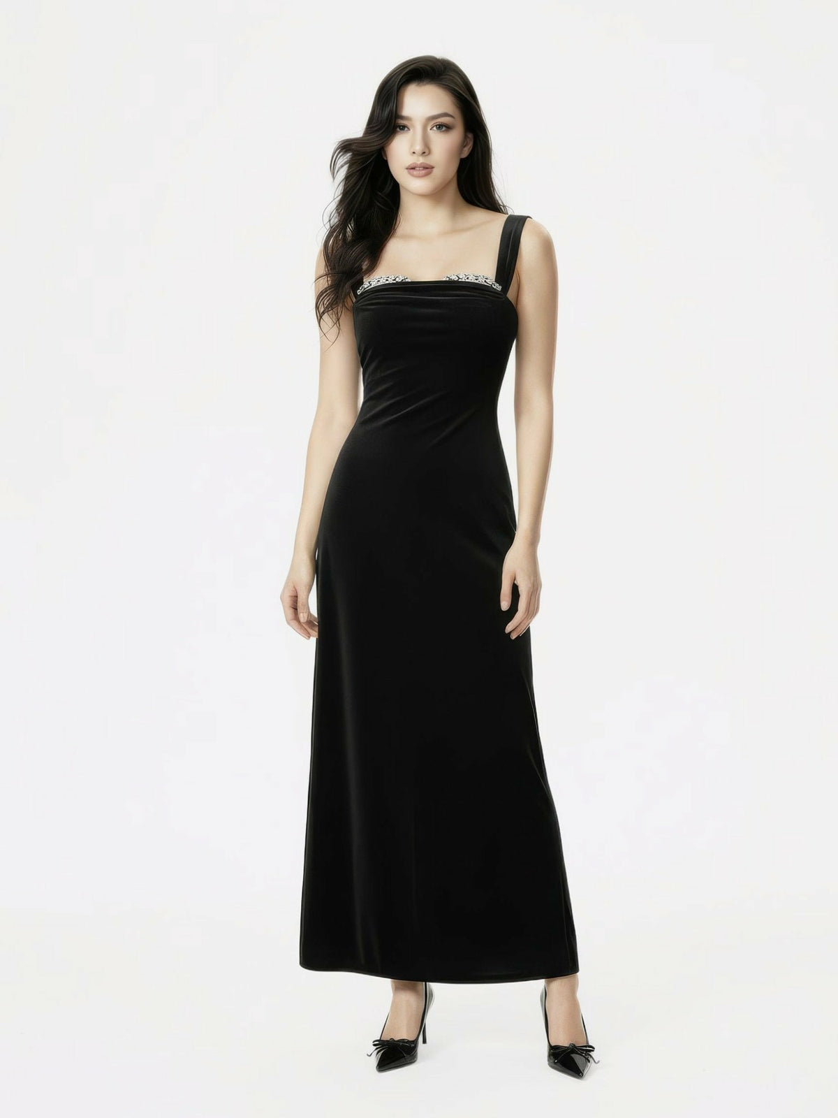 Belle Velvet Maxi Dress: Black Maxi Dress for Cocktail Party | Nana Jacqueline