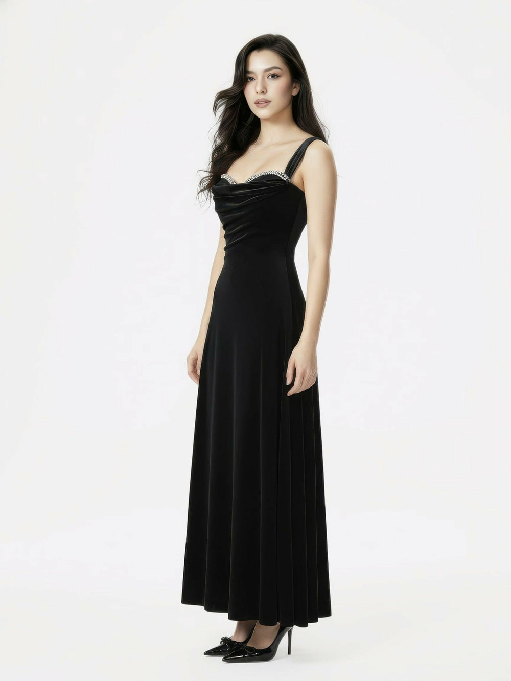 Belle Velvet Maxi Dress: Black Maxi Dress for Cocktail Party | Nana Jacqueline
