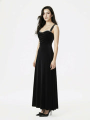 Belle Velvet Maxi Dress: Black Maxi Dress for Cocktail Party | Nana Jacqueline