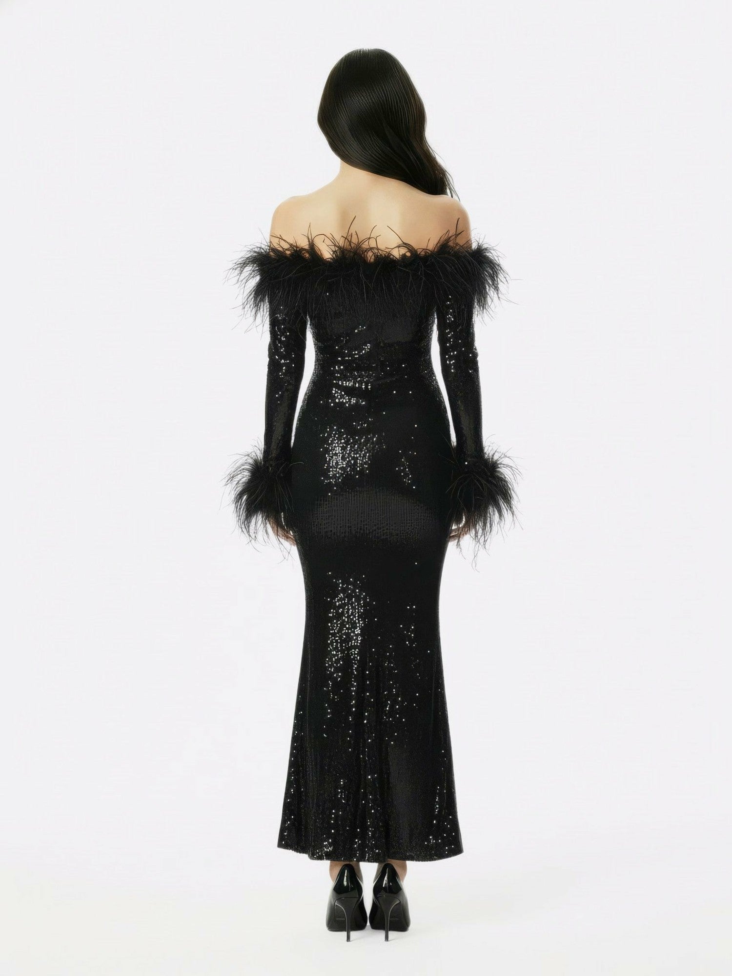 Neva Sequin Maxi Dress: Black Maxi Dress for Cocktail Party | Nana Jacqueline