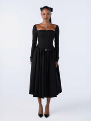 Bernadette Dress: Black Midi Dress for Cocktail Party | Nana Jacqueline