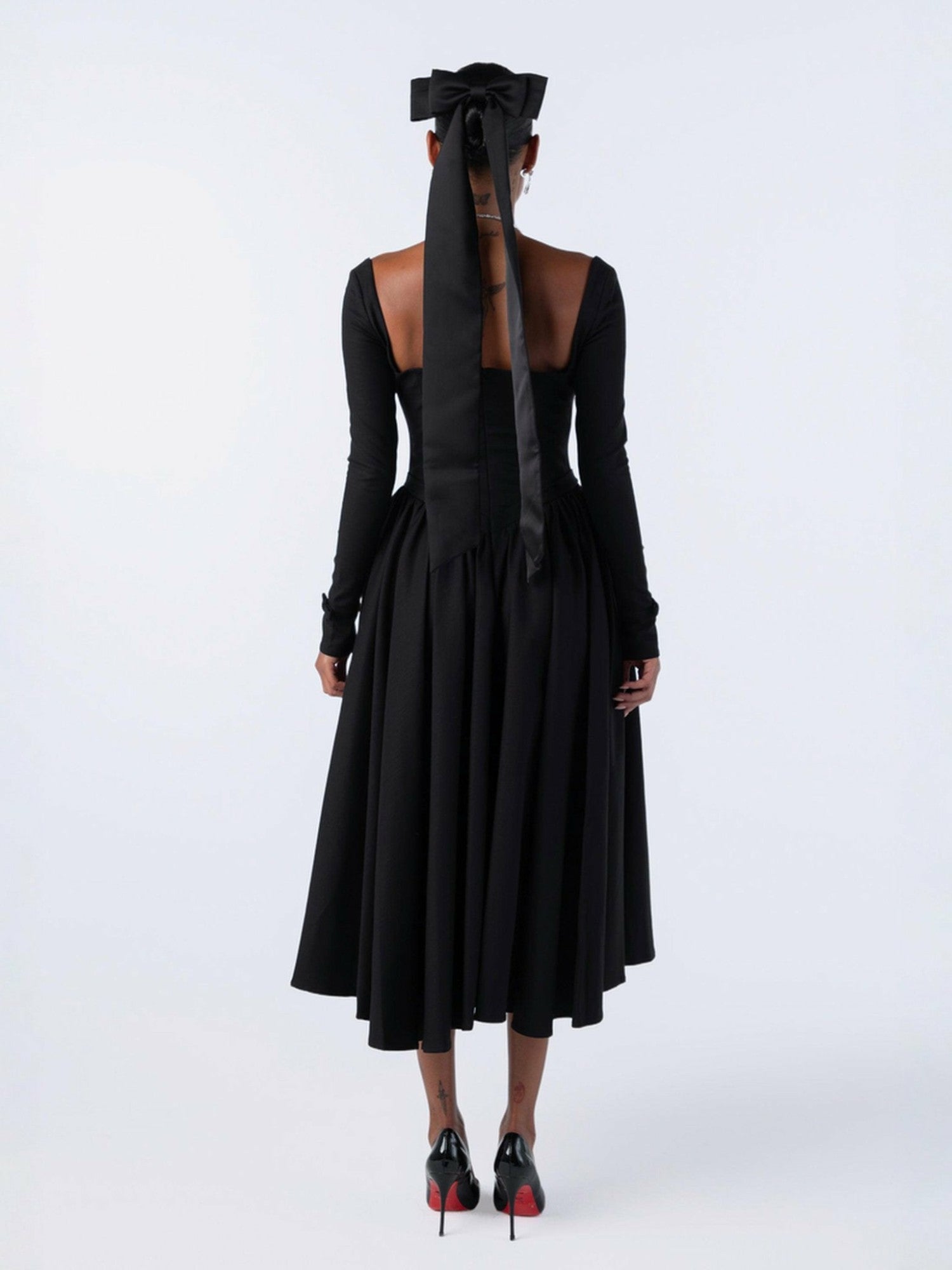 Bernadette Dress: Black Midi Dress for Cocktail Party | Nana Jacqueline