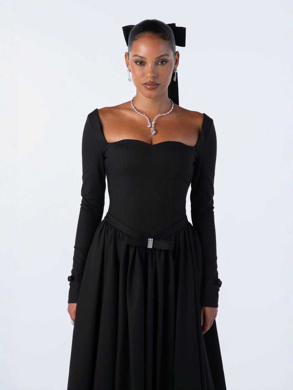Bernadette Dress: Black Midi Dress for Cocktail Party | Nana Jacqueline