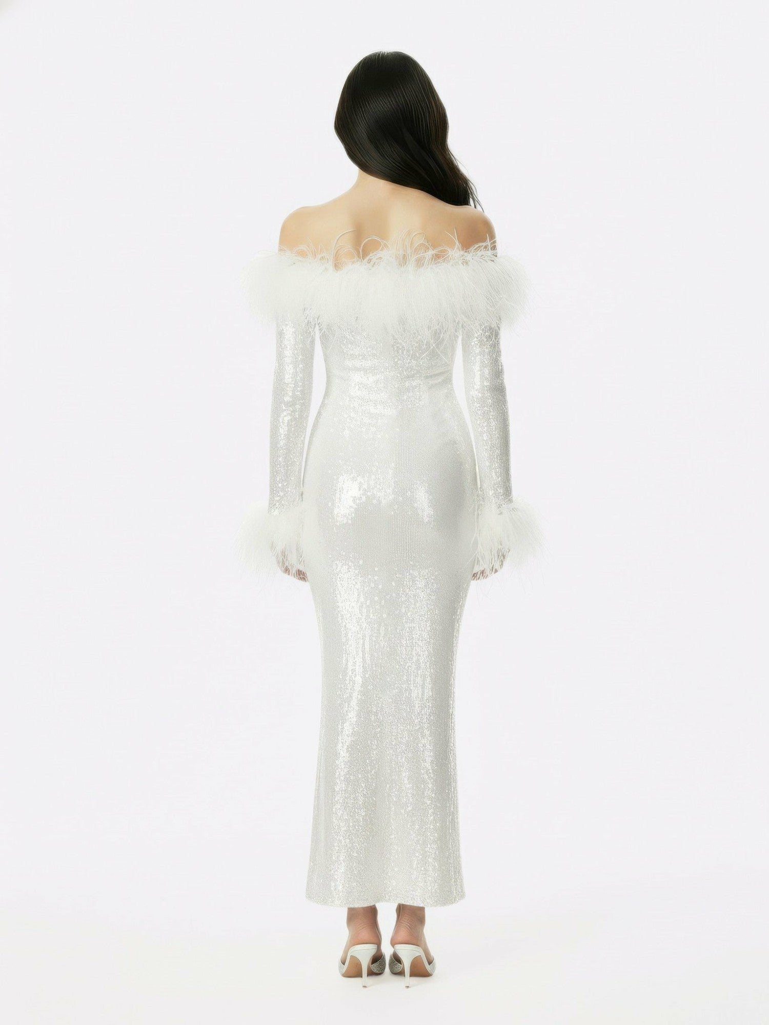 Neva Sequin Maxi Dress: White Maxi Dress for Wedding After-Party | Nana Jacqueline