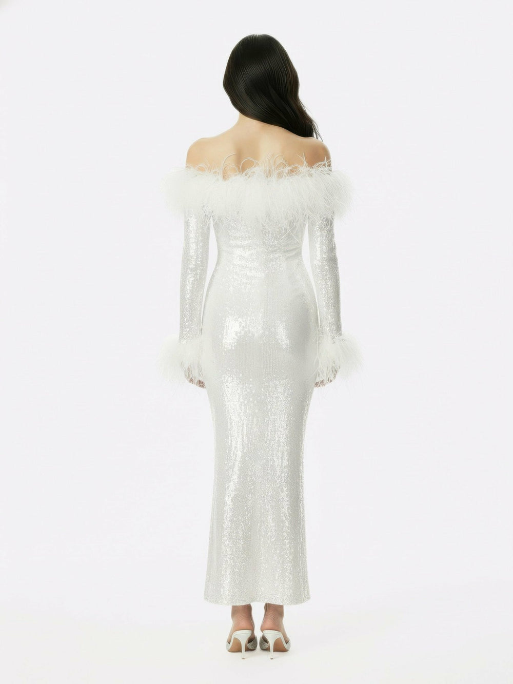 Neva Sequin Maxi Dress: White Maxi Dress for Wedding After-Party | Nana Jacqueline
