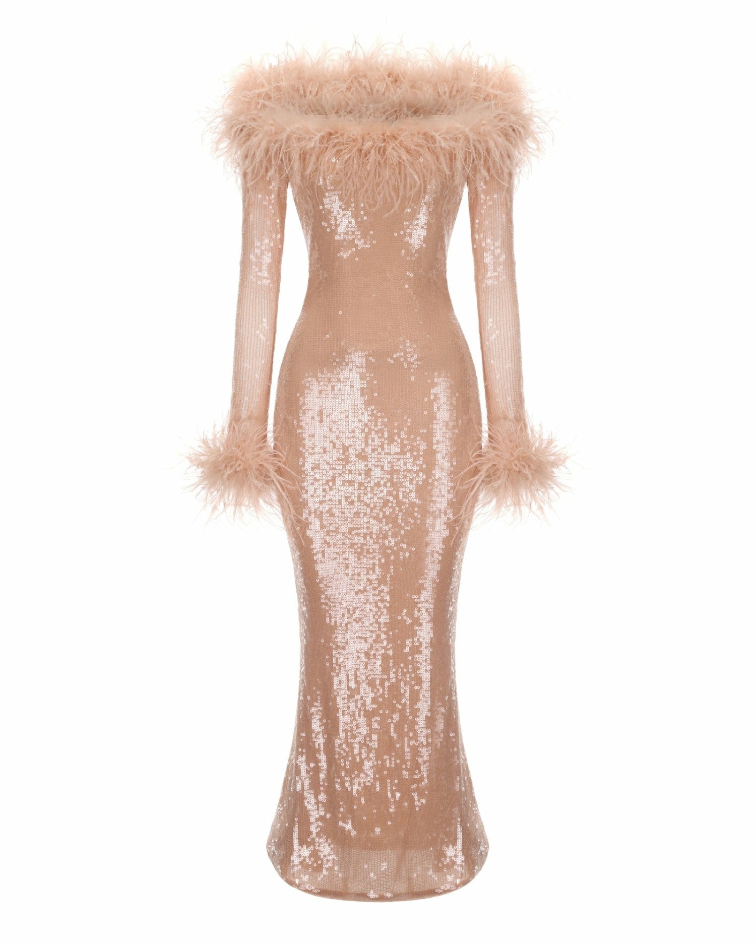 Neva Sequin Maxi Dress: Nude Maxi Dress for Formal Event | Nana Jacqueline