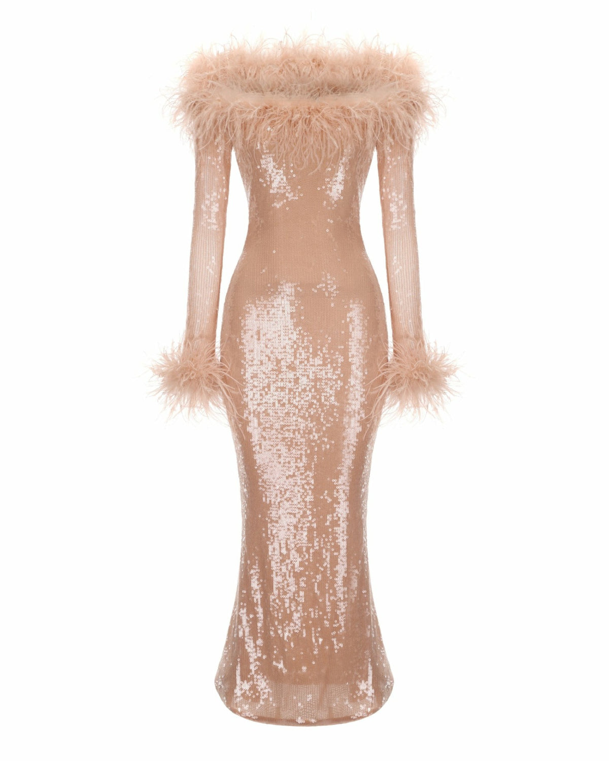 Neva Sequin Maxi Dress: Nude Maxi Dress for Formal Event | Nana Jacqueline