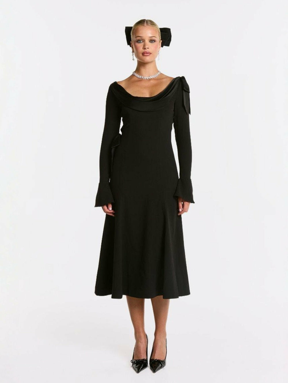 Giselle Dress: Black Midi Dress for Cocktail Party | Nana Jacqueline