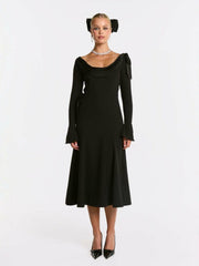 Giselle Dress: Black Midi Dress for Cocktail Party | Nana Jacqueline