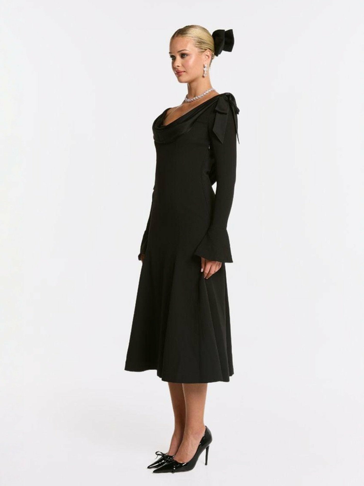 Giselle Dress: Black Midi Dress for Cocktail Party | Nana Jacqueline