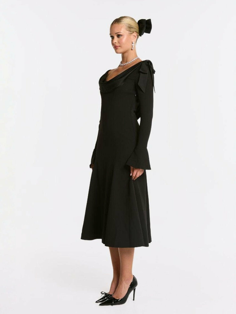 Giselle Dress: Black Midi Dress for Cocktail Party | Nana Jacqueline