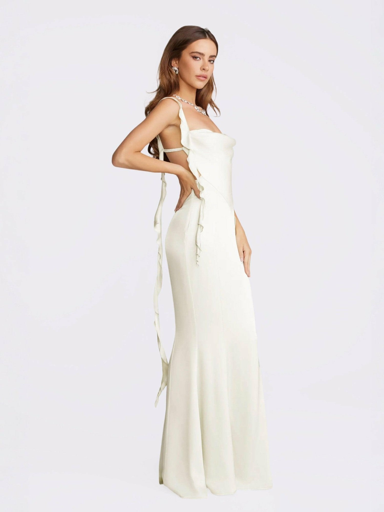 Caroline Dress: White Maxi Dress for Rehearsal Dinner | Nana Jacqueline