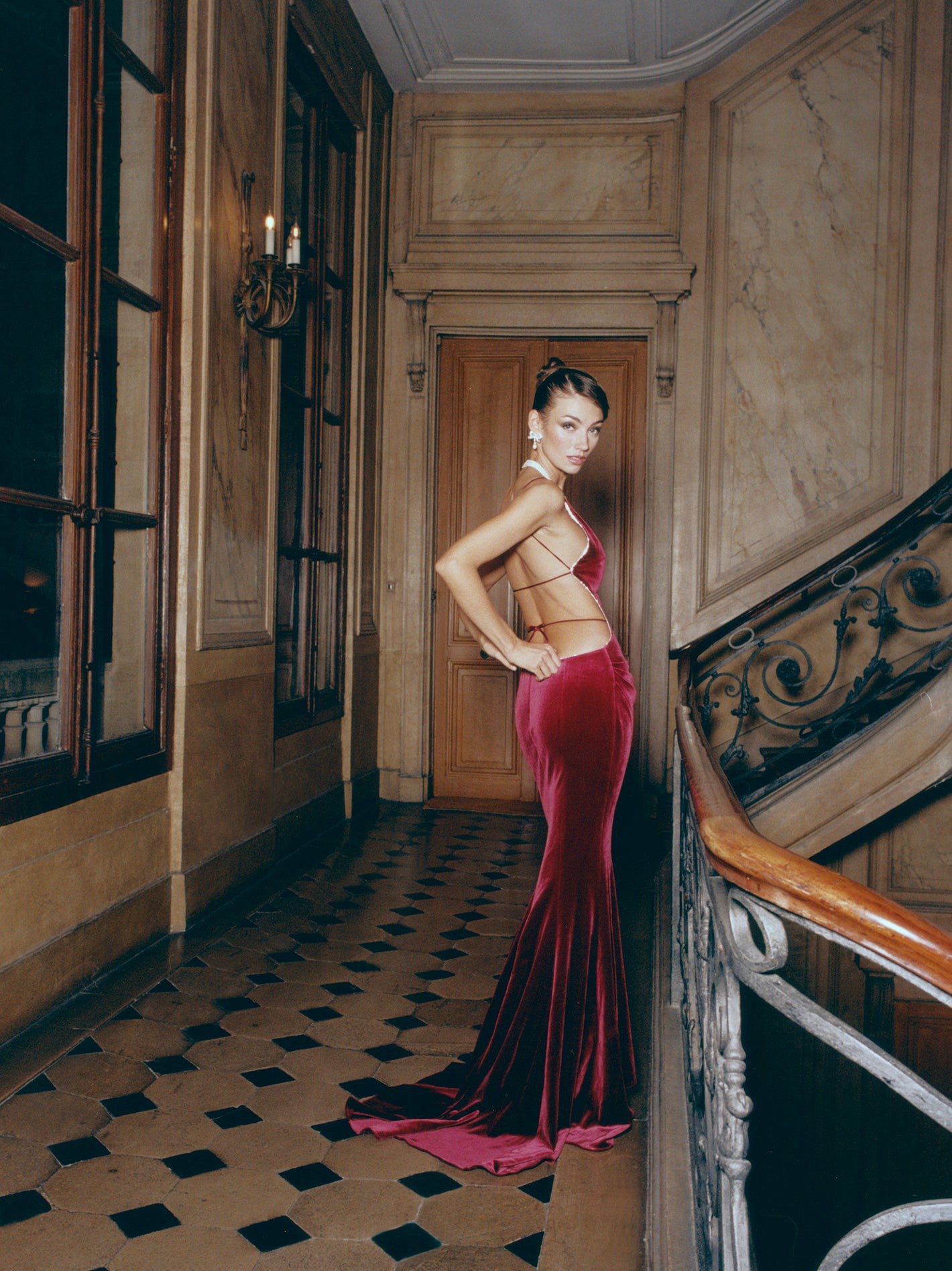 Pauline Velvet Dress: Red Maxi Dress for Formal Wedding Guest | Nana Jacqueline