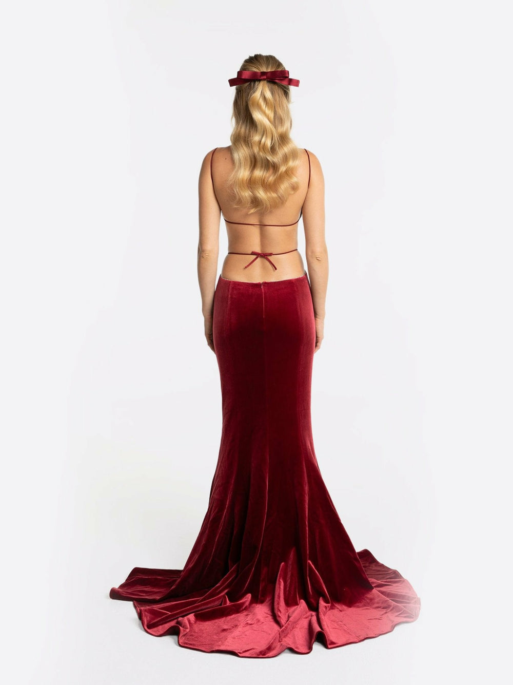 Pauline Velvet Dress: Red Maxi Dress for Formal Wedding Guest | Nana Jacqueline