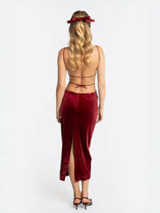 Cristina Dress: Red Midi Dress for Cocktail Party | Nana Jacqueline
