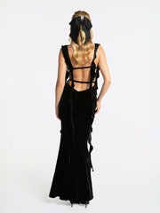 Caroline Velvet Dress: Black Maxi Dress for Cocktail Party | Nana Jacqueline