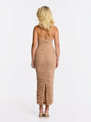 Francesca Dress: Beige Midi Dress for Cocktail Party | Nana Jacqueline