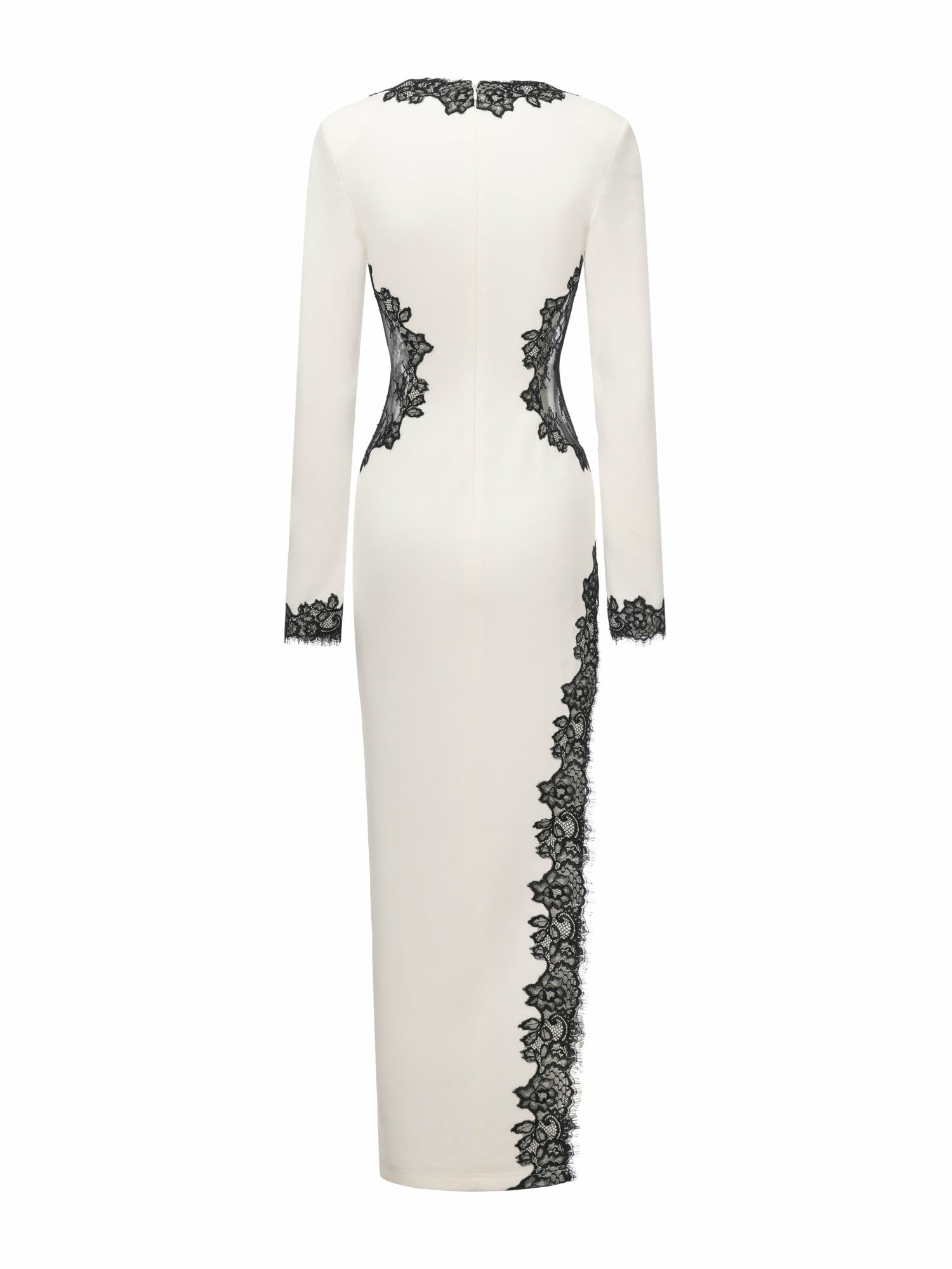 Adriana Lace Trim High-Slit Ivory Maxi Dress | Nana Jacqueline