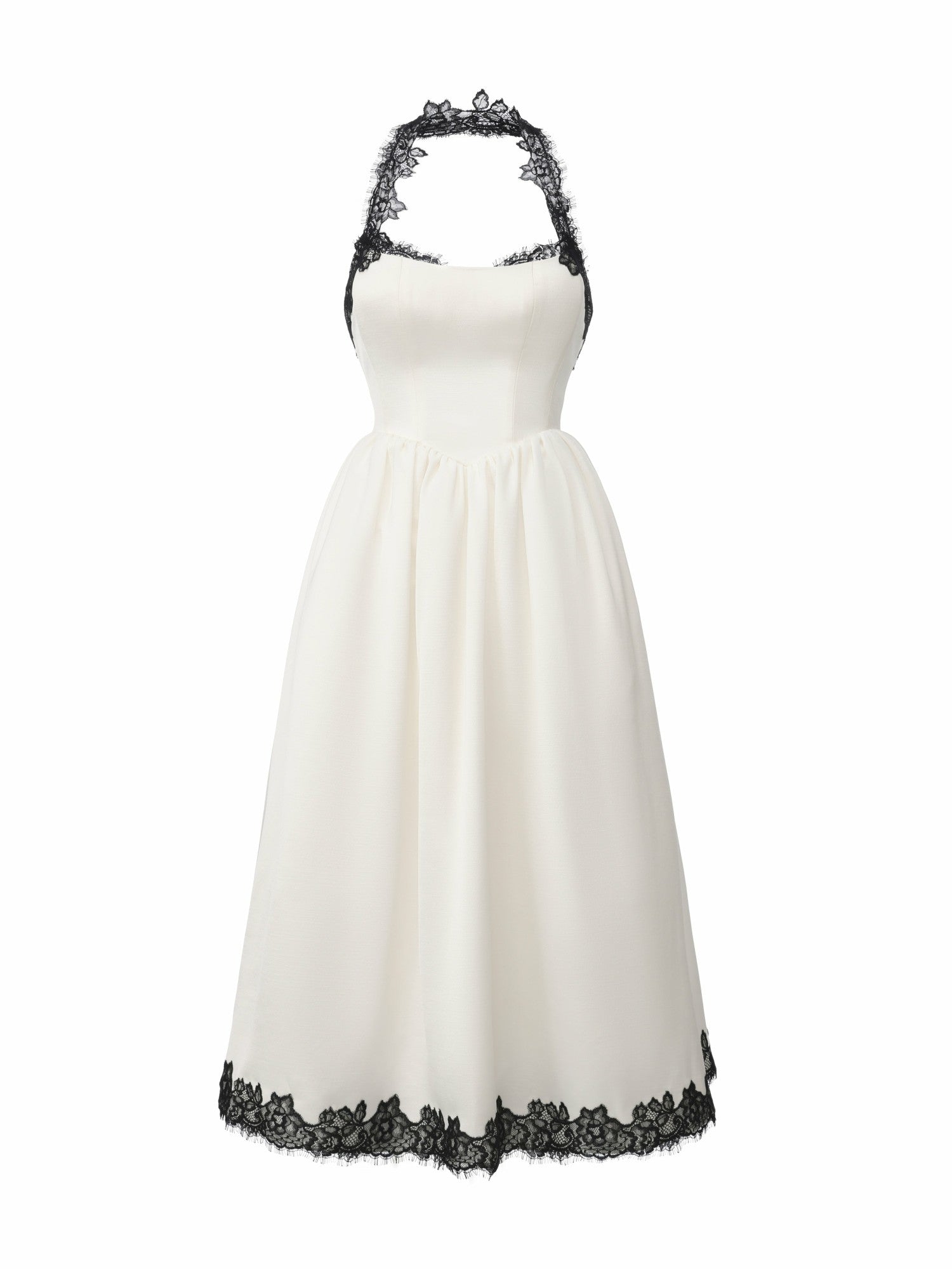 Chantal Lace Halter Ivory Acetate Maxi Dress | Nana Jacqueline