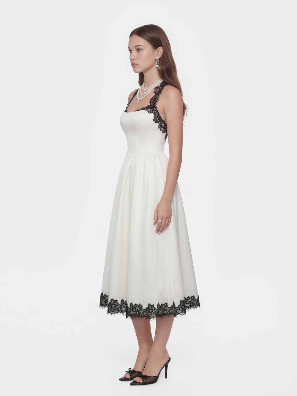 Chantal Lace Halter Ivory Acetate Maxi Dress | Nana Jacqueline