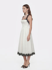 Chantal Lace Halter Ivory Acetate Maxi Dress | Nana Jacqueline