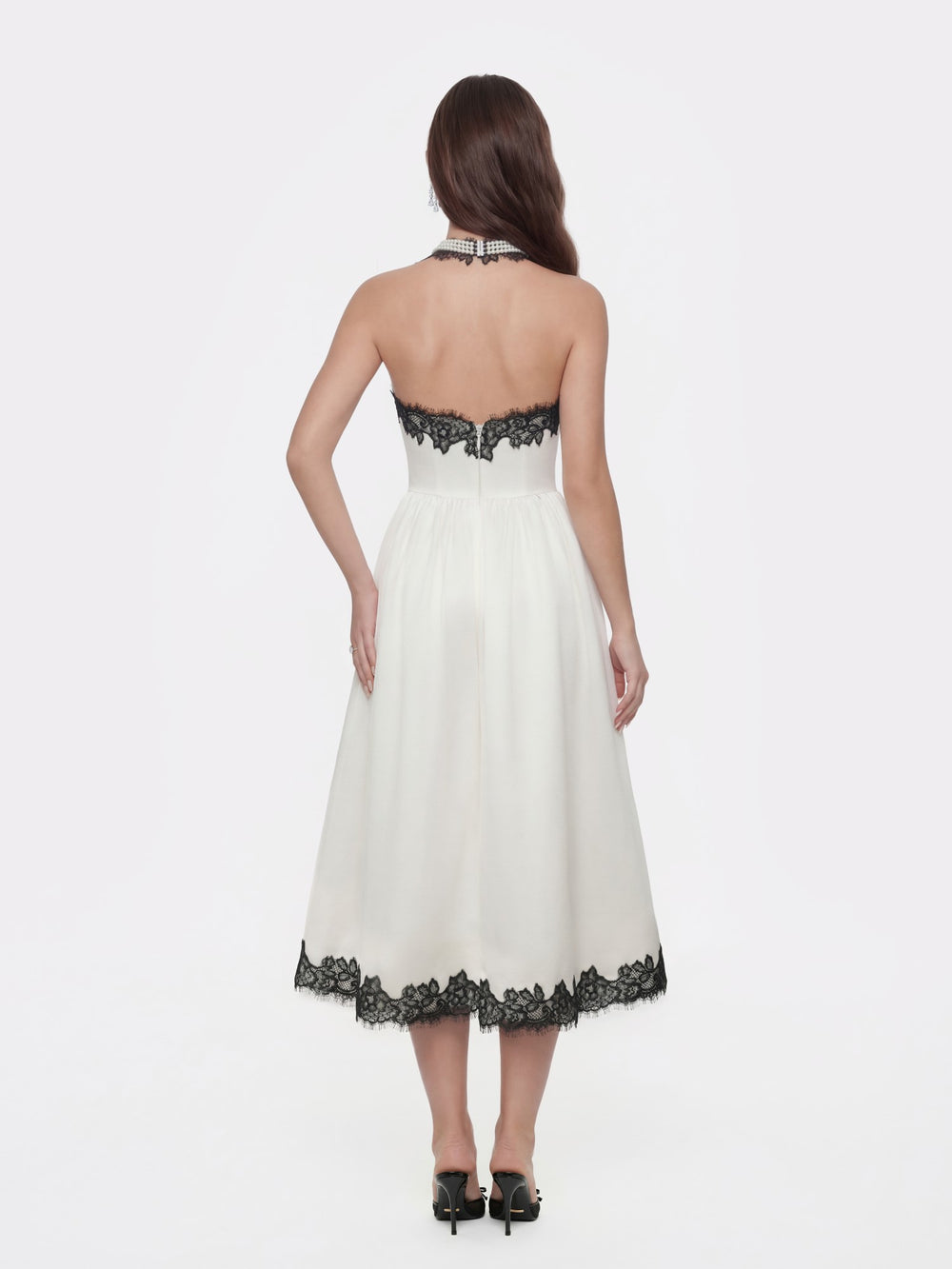 Chantal Lace Halter Ivory Acetate Maxi Dress | Nana Jacqueline