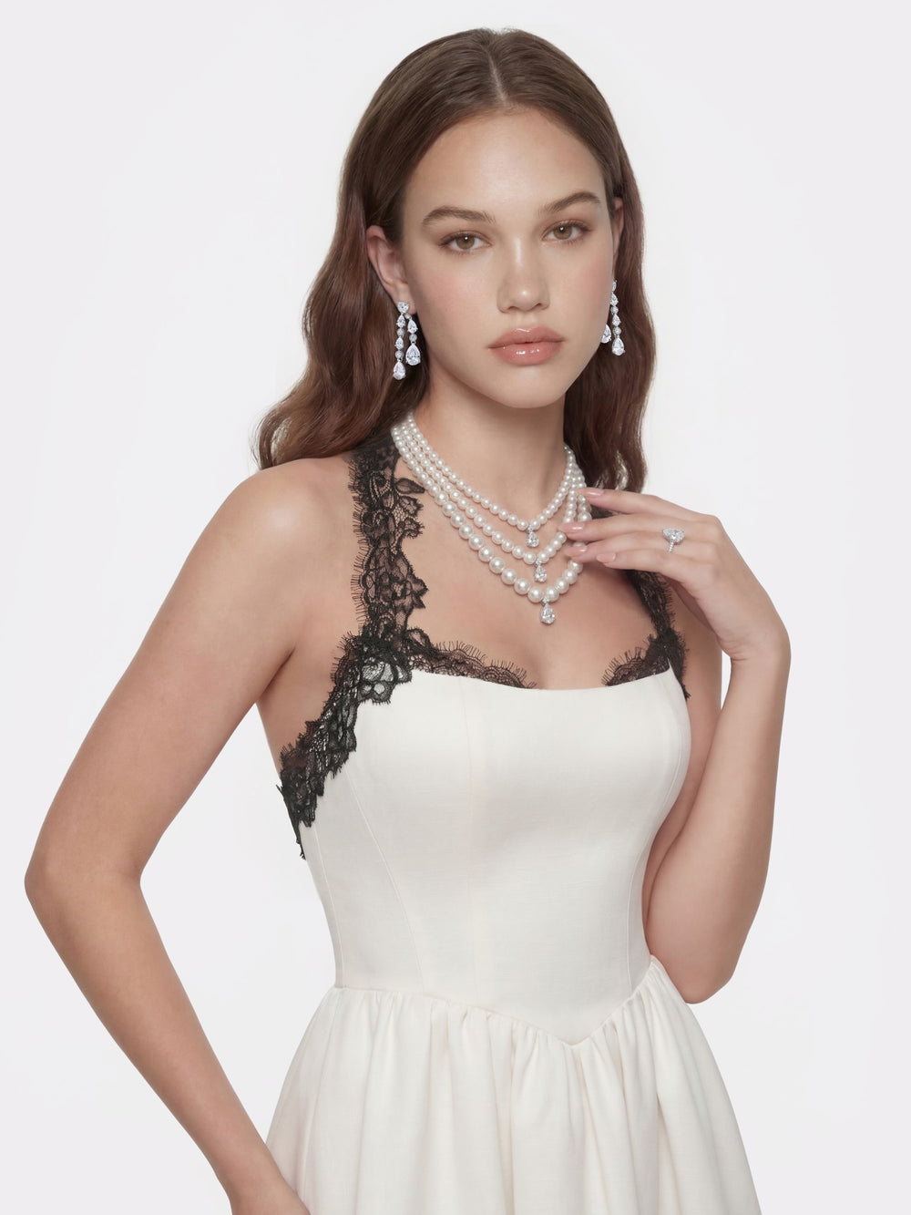 Chantal Lace Halter Ivory Acetate Maxi Dress | Nana Jacqueline