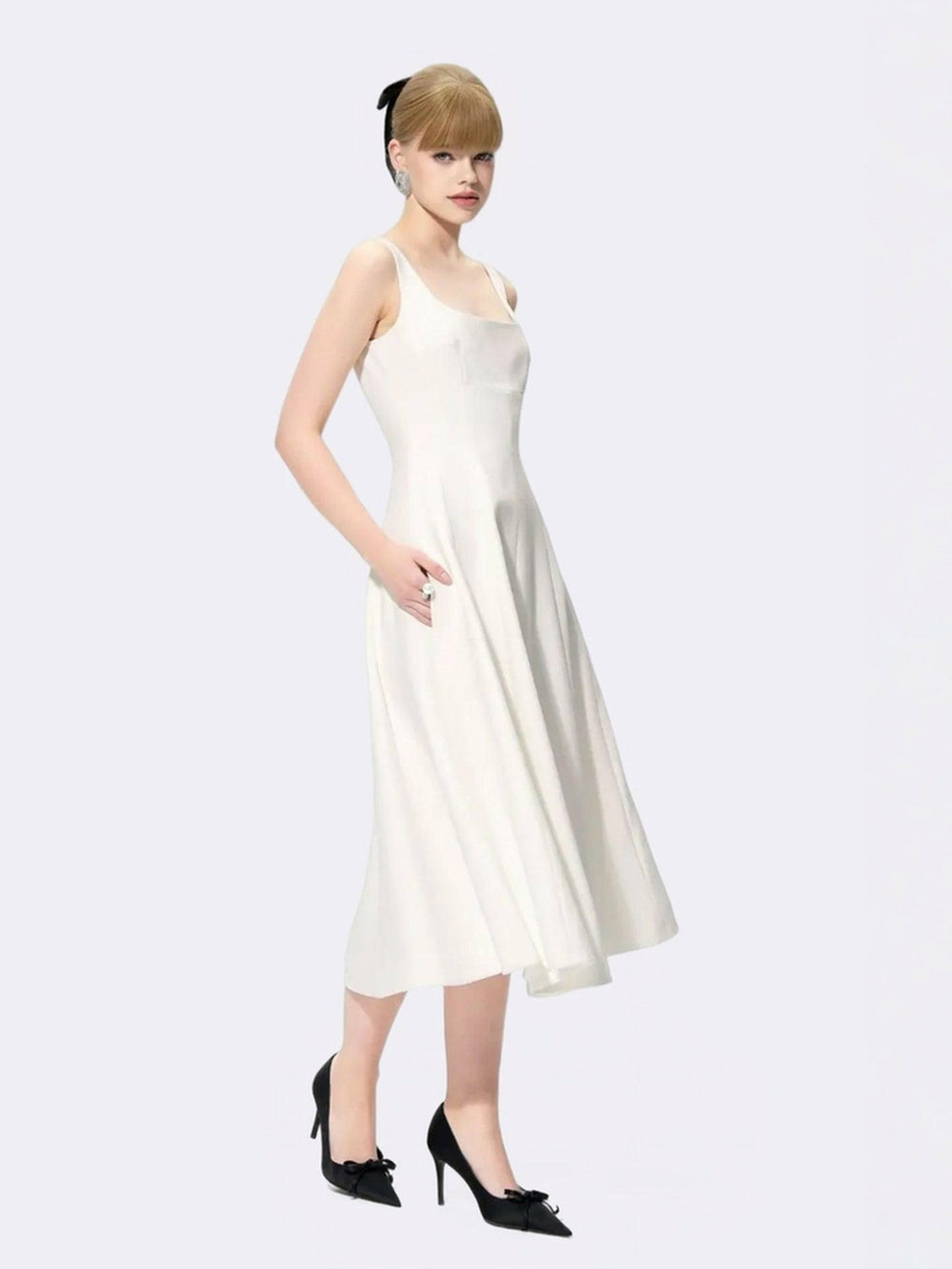 Josephine Dress: White Midi Dress for Bridal Shower | Nana Jacqueline