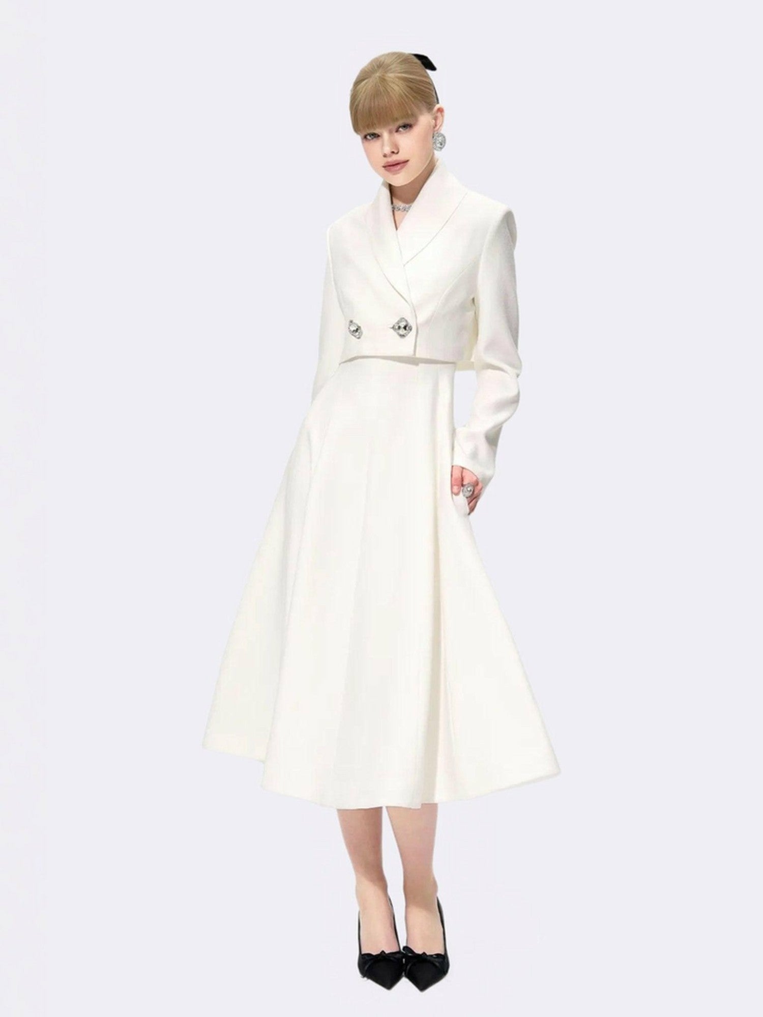 Josephine Dress: White Midi Dress for Bridal Shower | Nana Jacqueline