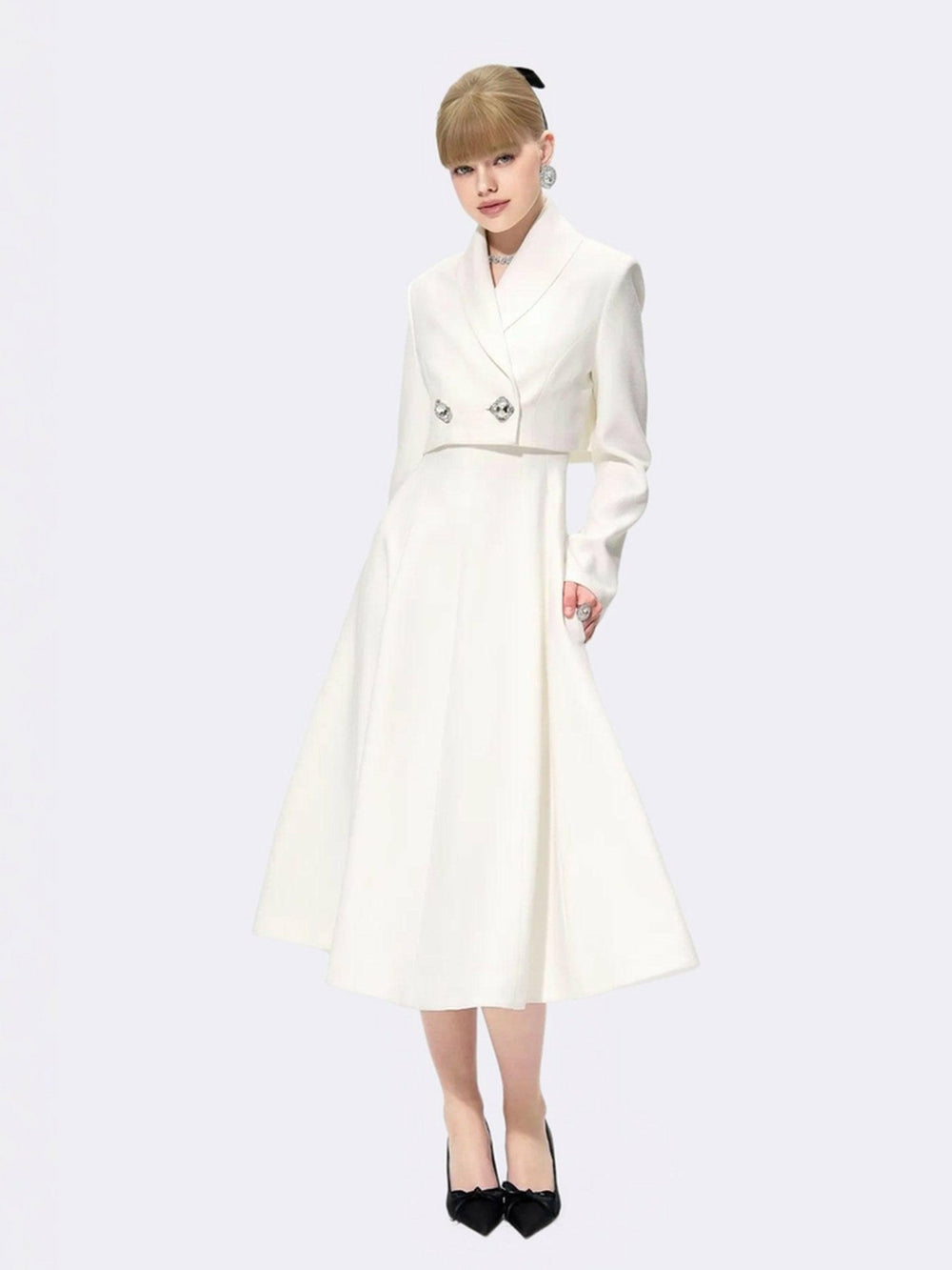 Josephine Dress: White Midi Dress for Bridal Shower | Nana Jacqueline