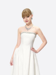 Nicolette Dress: White Midi Dress for Bridal Shower | Nana Jacqueline