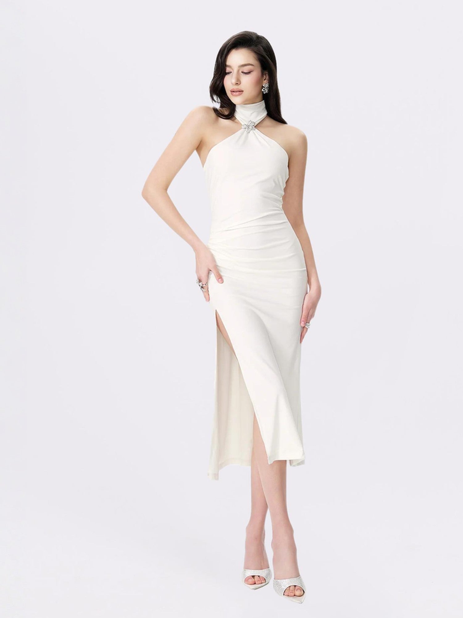 Eliana Dress: White Midi Dress for Rehearsal Dinner | Nana Jacqueline
