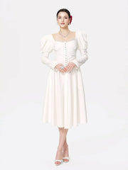 Livia Dress: White Midi Dress for Bridal Shower | Nana Jacqueline