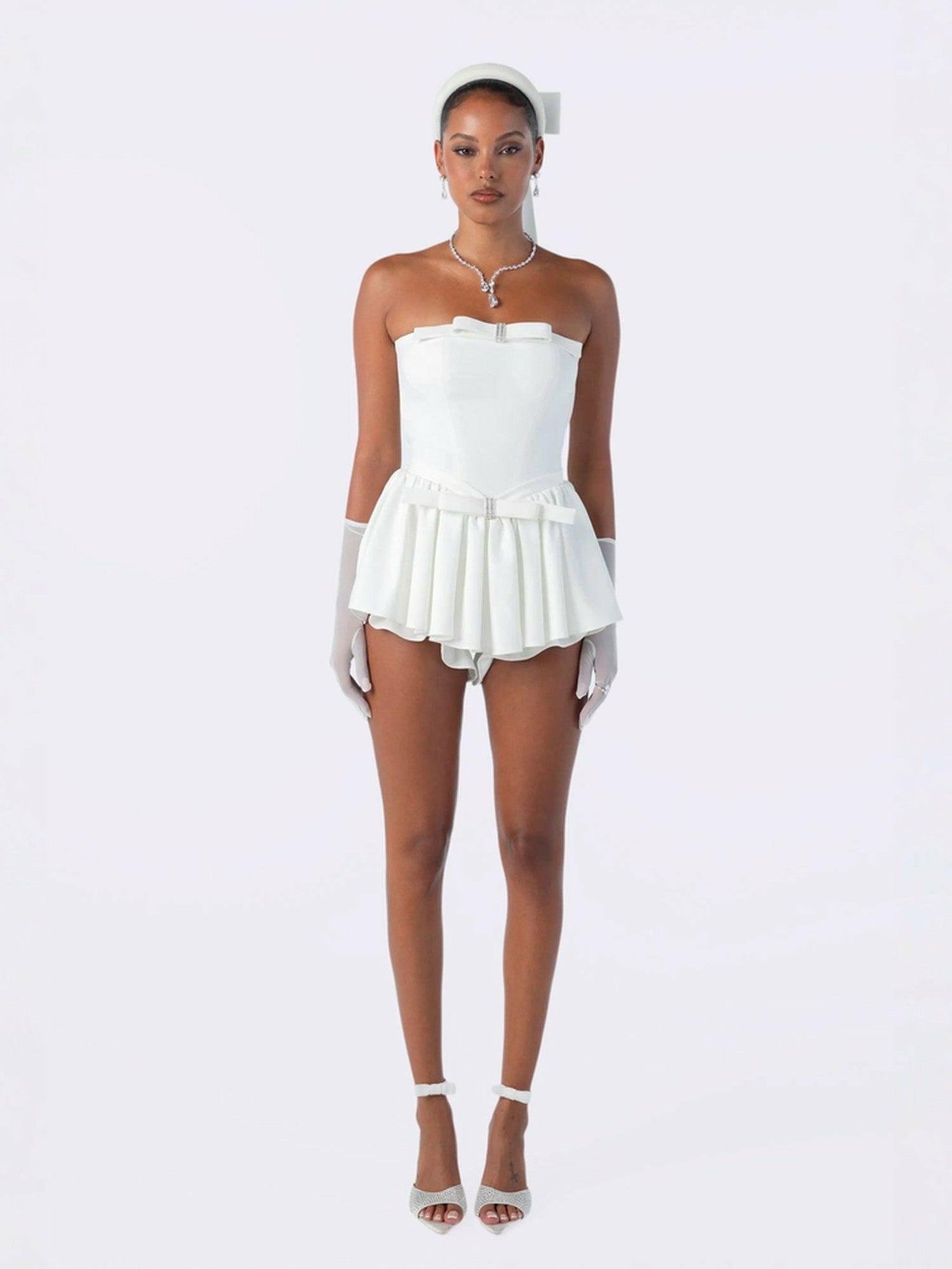 Giselle Bow Jumpsuit: White Jumpsuit for Engagement Party | Nana Jacqueline