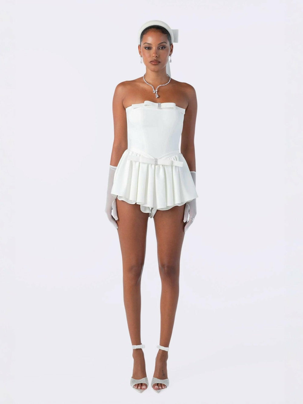 Giselle Bow Jumpsuit: White Jumpsuit for Engagement Party | Nana Jacqueline