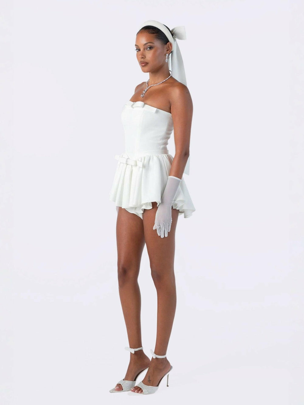 Giselle Bow Jumpsuit: White Jumpsuit for Engagement Party | Nana Jacqueline