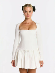 Audrina Dress: White Mini Dress for Bridal Shower | Nana Jacqueline