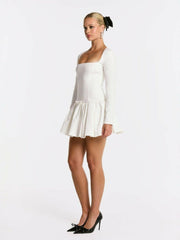 Audrina Dress: White Mini Dress for Bridal Shower | Nana Jacqueline