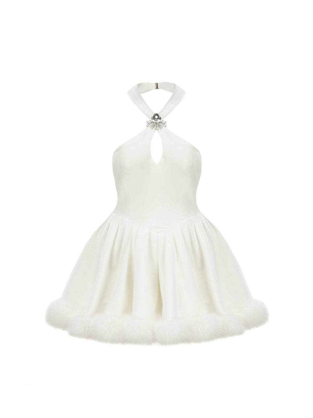 Juliet Velvet Halter Dress: White Mini Dress for Bridal Shower | Nana Jacqueline