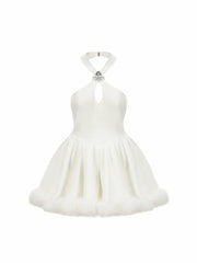 Juliet Velvet Halter Dress: White Mini Dress for Bridal Shower | Nana Jacqueline
