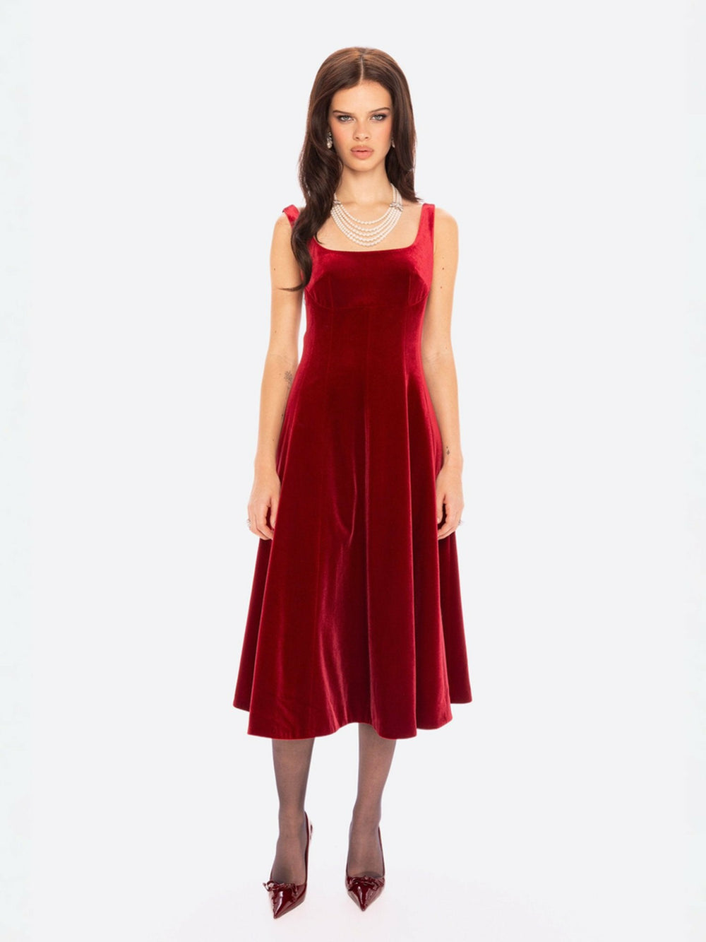 Eleanora Velvet Maxi Dress: Red Maxi Dress for Formal Events | Nana Jacqueline