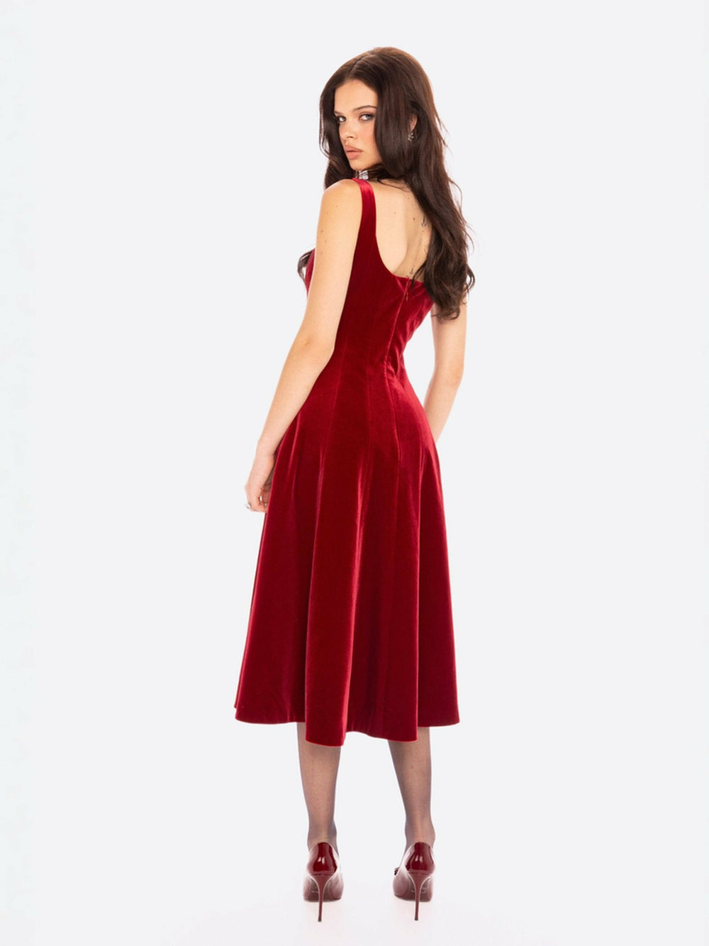 Eleanora Velvet Maxi Dress: Red Maxi Dress for Formal Events | Nana Jacqueline