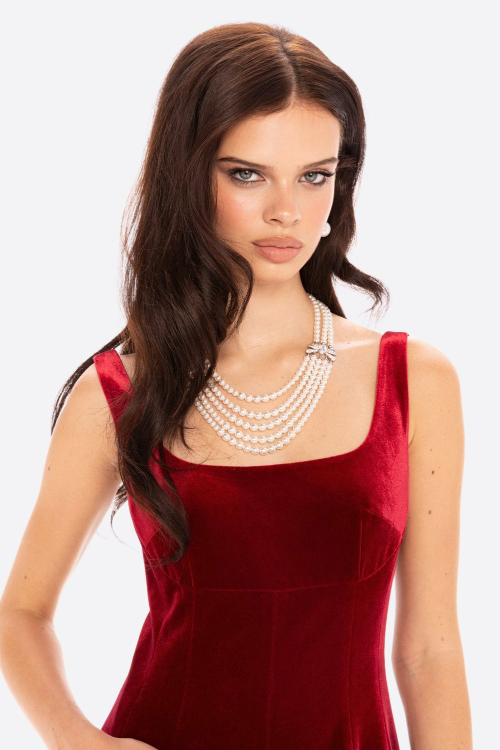 Eleanora Velvet Maxi Dress: Red Maxi Dress for Formal Events | Nana Jacqueline