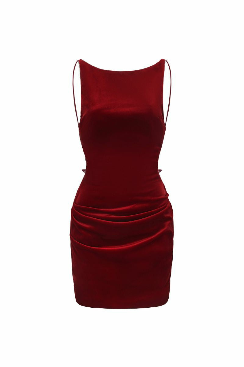 Lucia Velvet Dress: Red Mini Dress for Cocktail Party | Nana Jacqueline