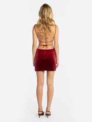 Lucia Velvet Dress: Red Mini Dress for Cocktail Party | Nana Jacqueline