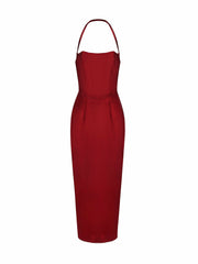 Serena Dress: Red Midi Dress for Cocktail Party | Nana Jacqueline