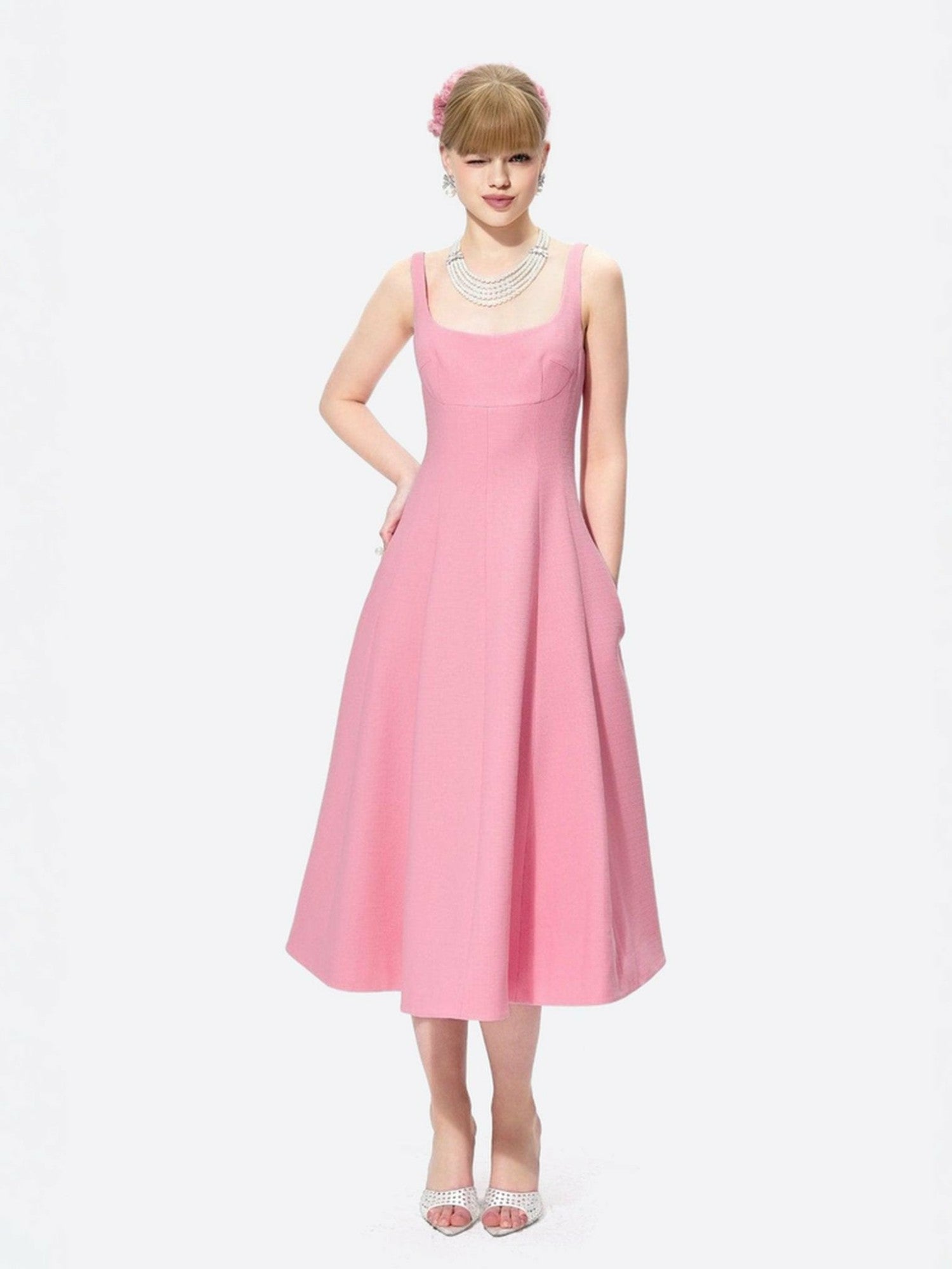 Josephine Dress: Pink Midi Dress for Garden Parties | Nana Jacqueline